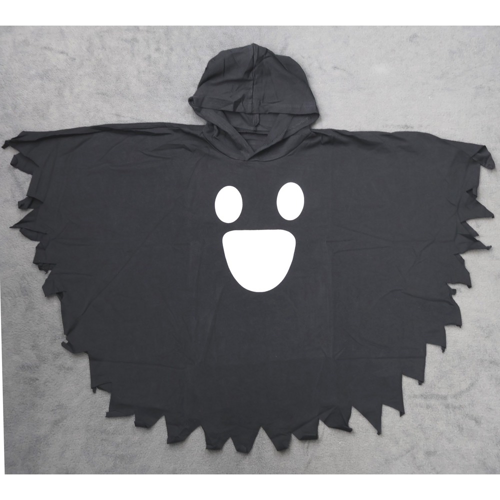 Unbranded Ghost Hooded Poncho Kids 2-3T Black Excellent Glow in the Dark Spooky